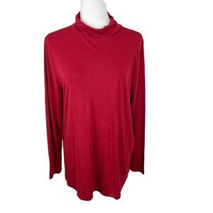 Torrid Long Sleeve Blouse Women 2X Plus Size Red Turtleneck Pullover Solid Top